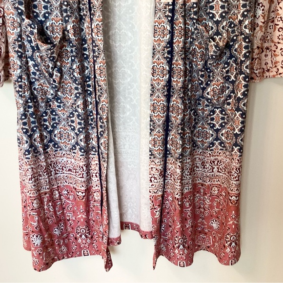 LOGO by Lori Goldstein QVC Open Front Mixed Print Duster - Blue/Pink - L - Picture 4 of 10